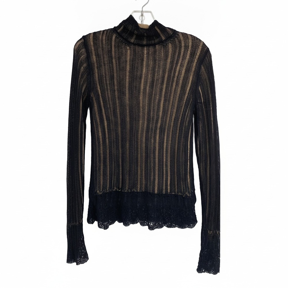 Vince Black Layered Knit Long Sleeve Tee | Womens S